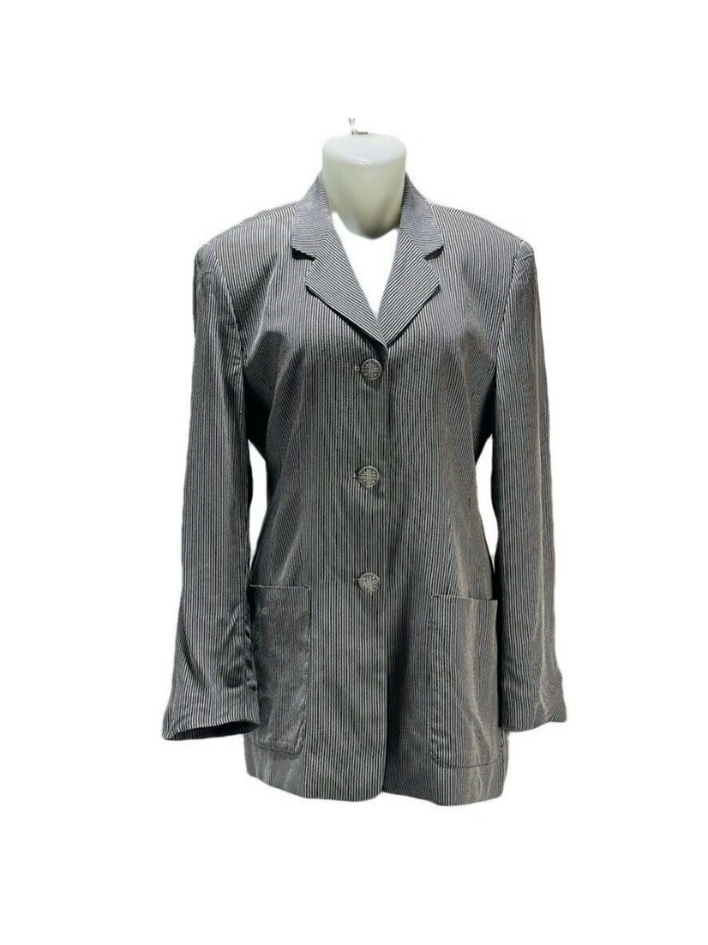 Apriori Womens Striped Blazer Jacket Size M Black & White Vintage